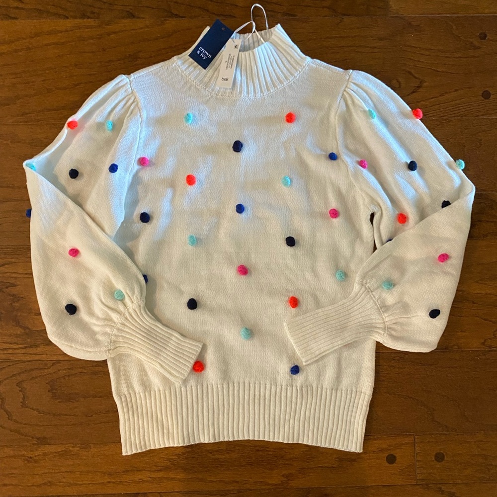 NWT! Crown and Ivy Pom Pom Turtleneck Sweater. Brand new!